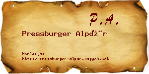 Pressburger Alpár névjegykártya